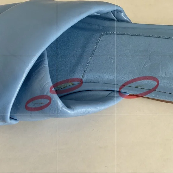 Zara Blue Leather Square Toe Flat Cross Strap Sandals - Picture 8 of 8